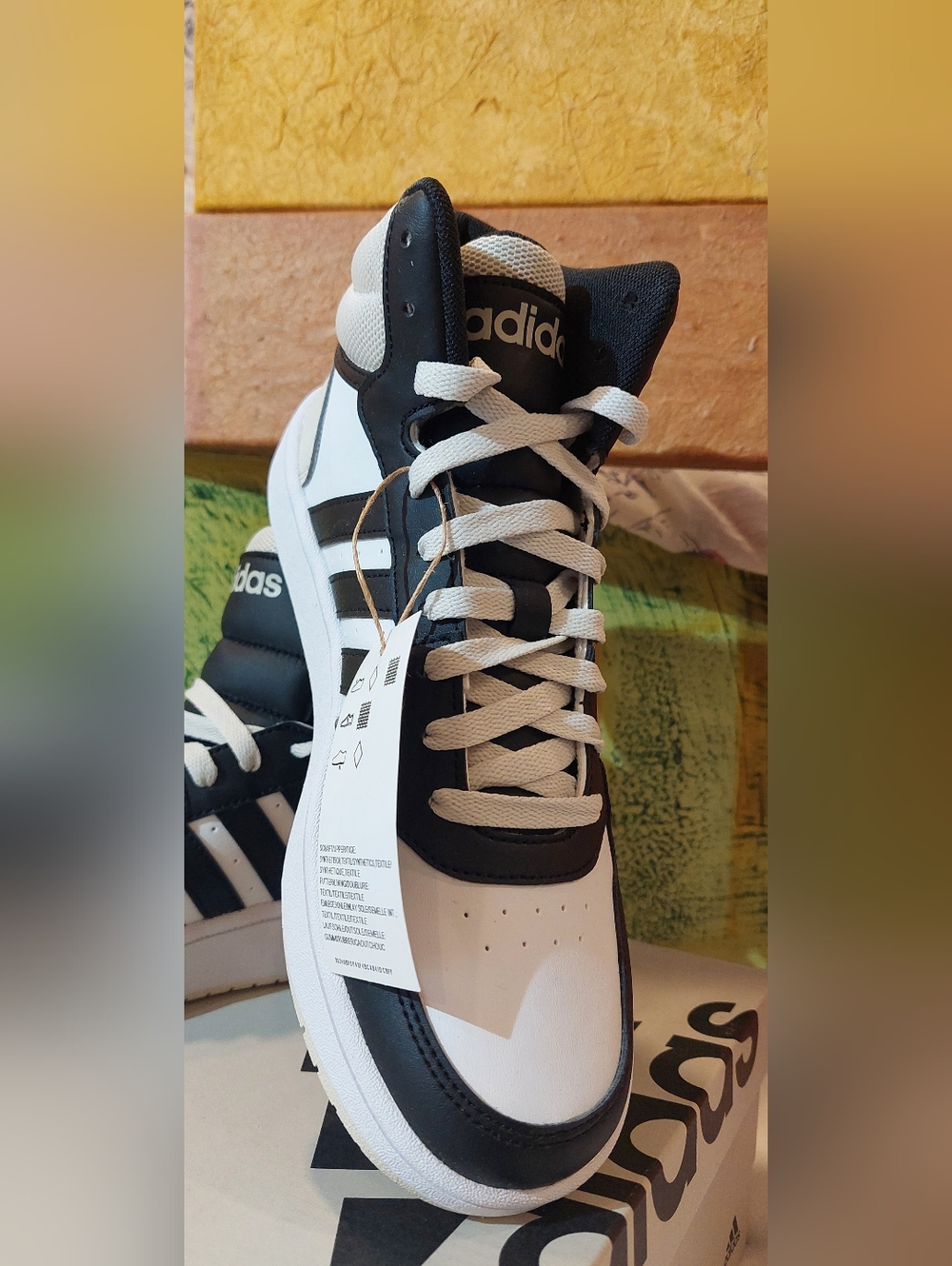 adidas Black and White High-Top Sneakers - Picture 3 of 6
